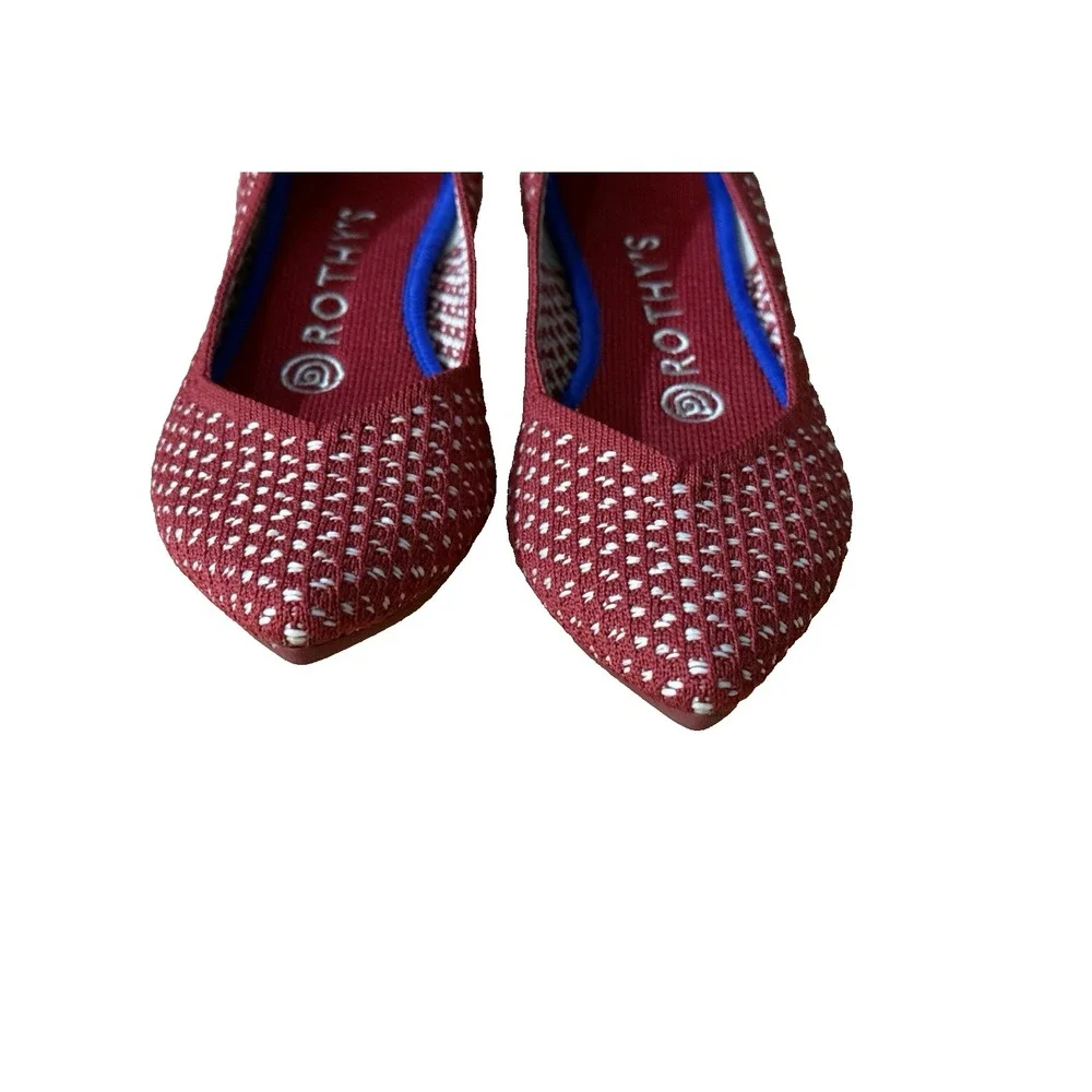 Rothy's Womens Sz 5.5 The Point Red Apple Honeycomb Knit Ballet Flats Shoes‎